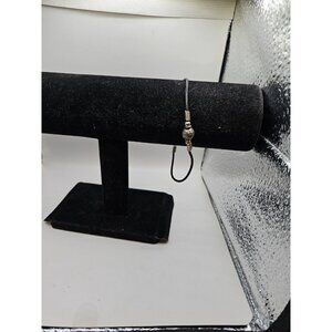 Bracelet Black Faux Leather Cord Silver Findings